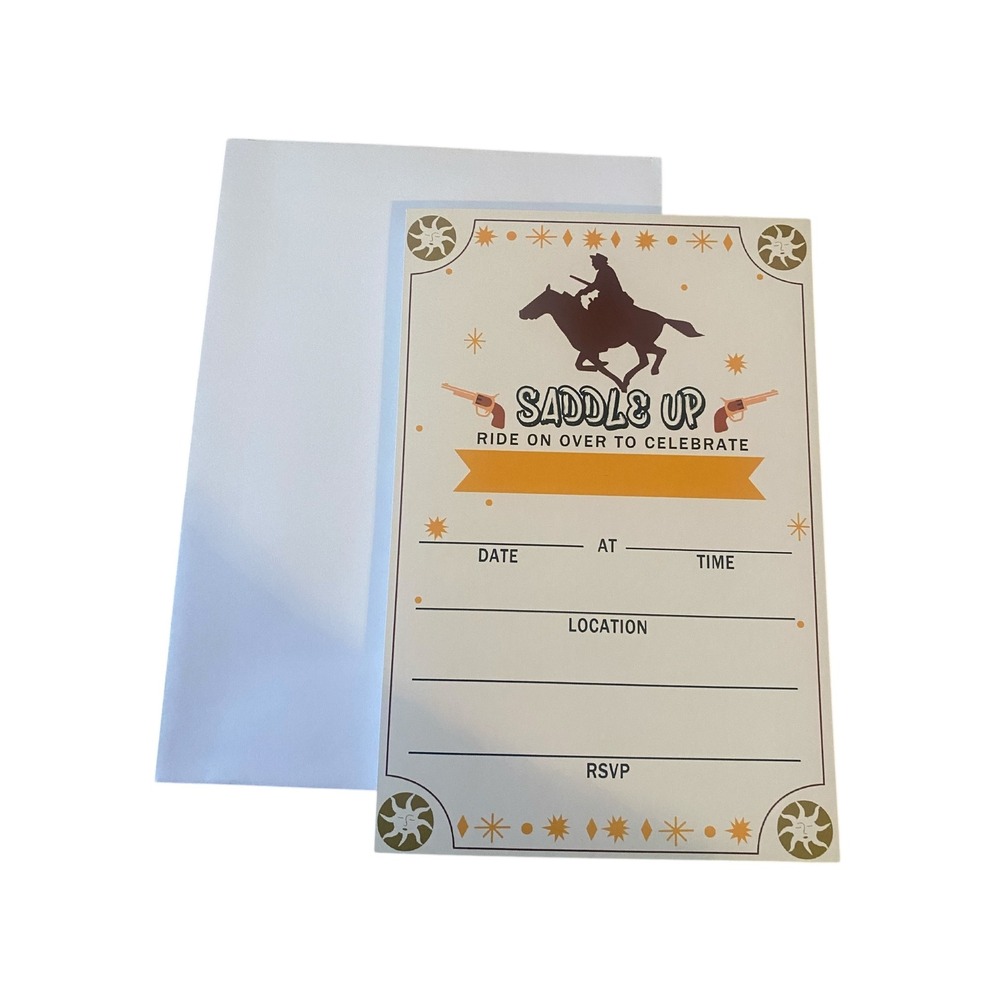 Western Cowboy Horse Birthday Party‎ Invitations Set of 20 Envelopes Included